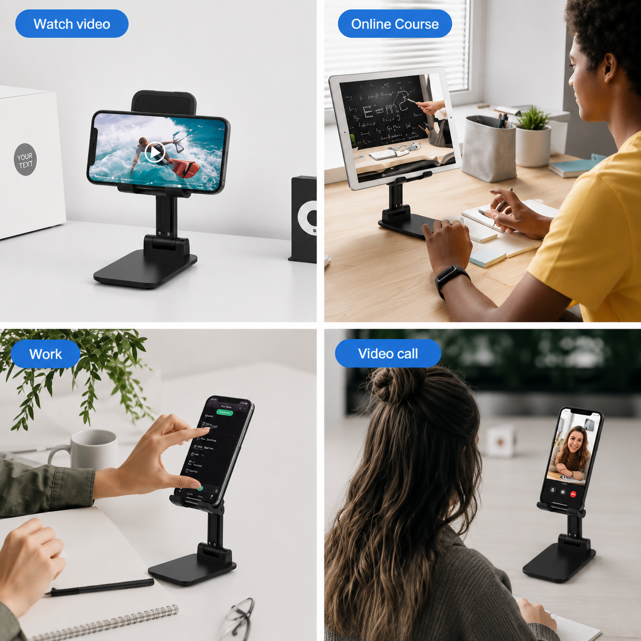 Premium Plastic Desktop Adjustable & Foldable Phone Stand: Enhance Your Mobile Experience with Versatility and Convenience