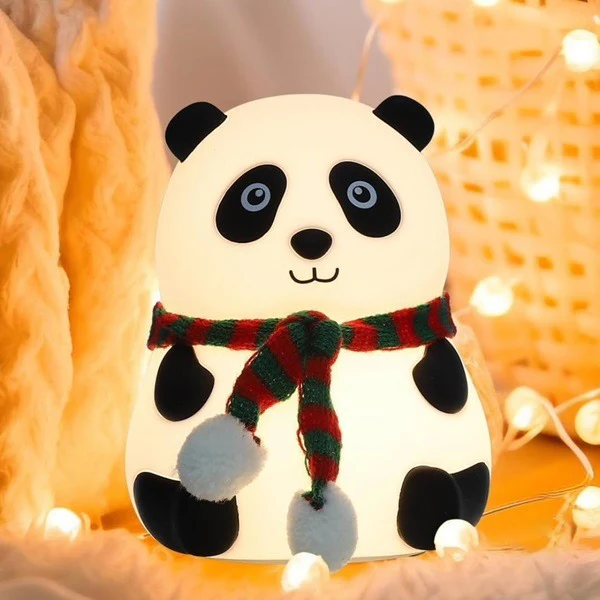 Panda Night Light for Kids - Soft Rechargeable Lamp with Tap Control, Multi-Color Modes, and Non-Slip Base - Perfect for Bedside, Baby Rooms, and Gifting